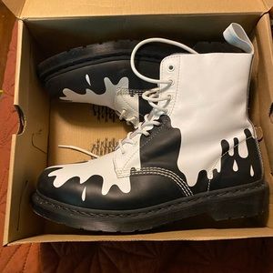 Dr. Martens white and black paint splat